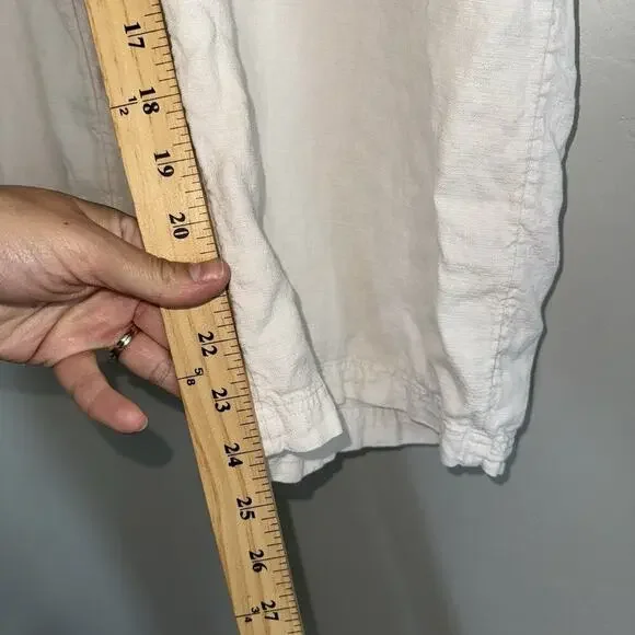 PURE JILL J Jill Linen Tencel Pull On Pants L Elastic Waistband Pockets Beachy - Picture 4 of 7